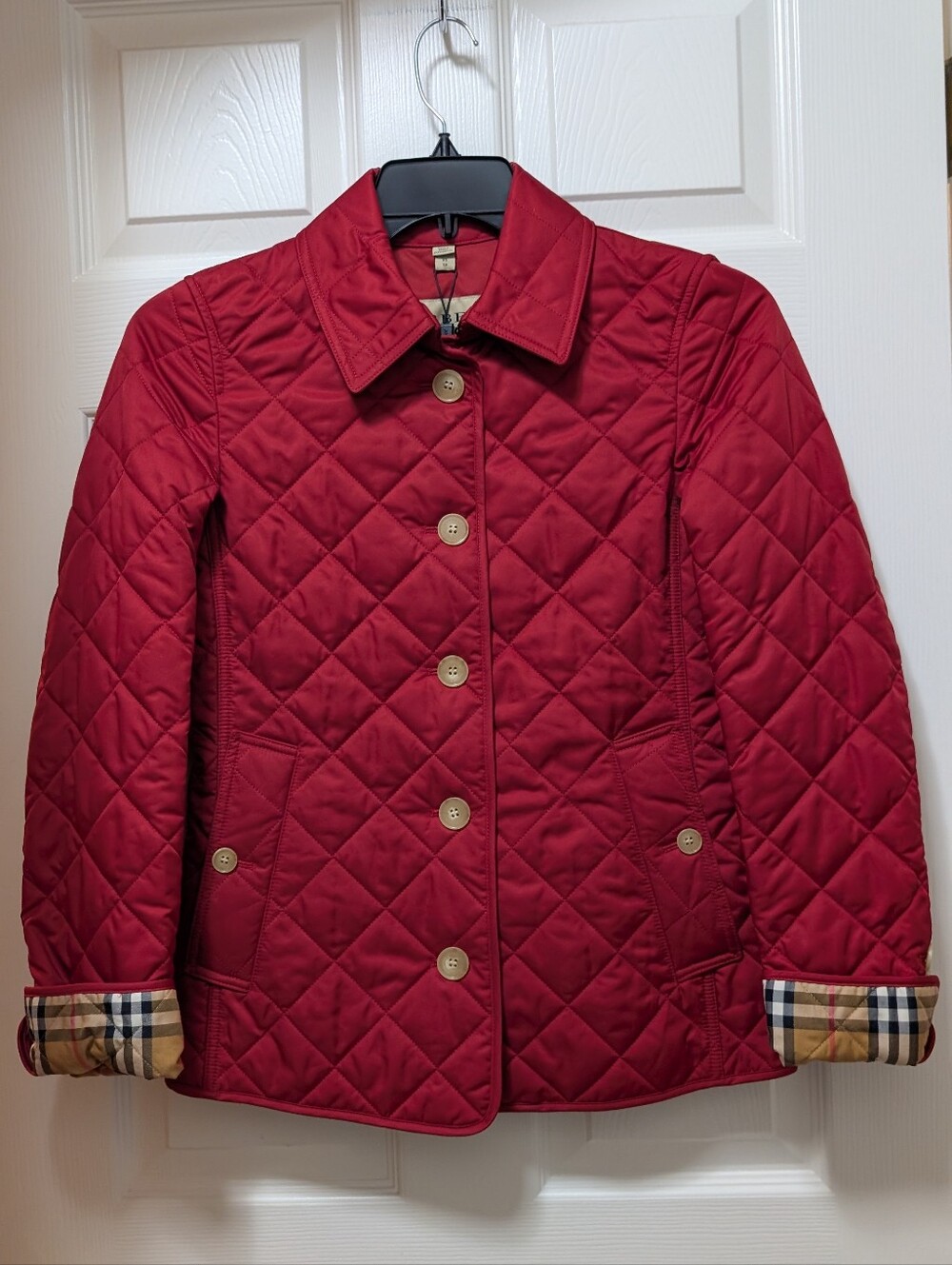 NWT Burberry frankby quilted jacket Military Red Size XS